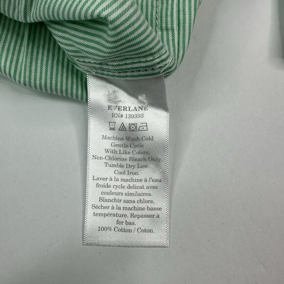 Everlane Women’s NWT Green Striped The Silky Cotton‎ Relaxed Career Shirt 0/C38 - Picture 9 of 14